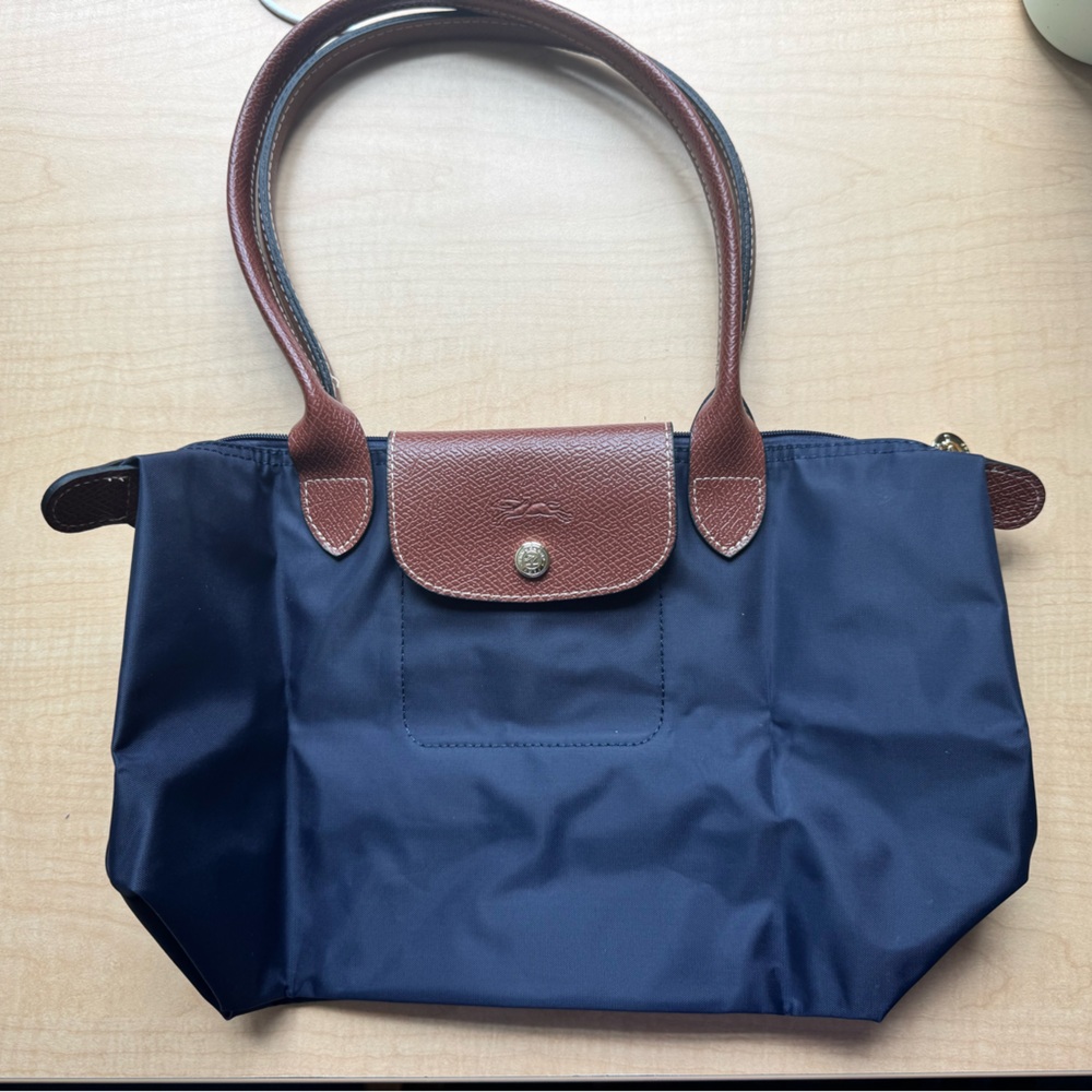Longchamp Navy Blue Le Pliage Canvas Tote Shoulder Bag (new, size medium)